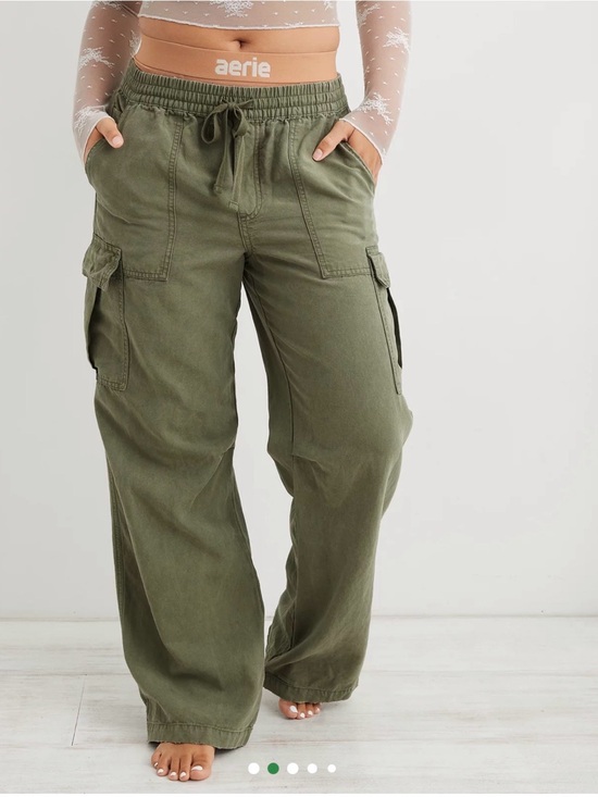 aerie Pants - aerie Olive Drawstring Waist Cargo Pants